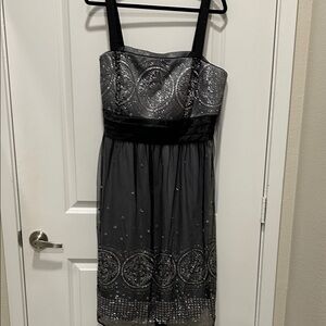 R&M Richards Black and Silver Evening Gown